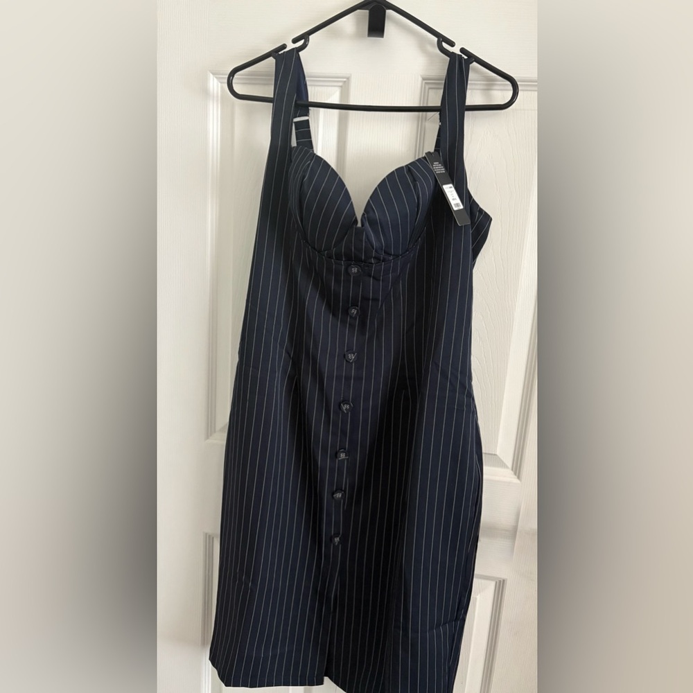 Fashion Nova Black Pinstripe Dress